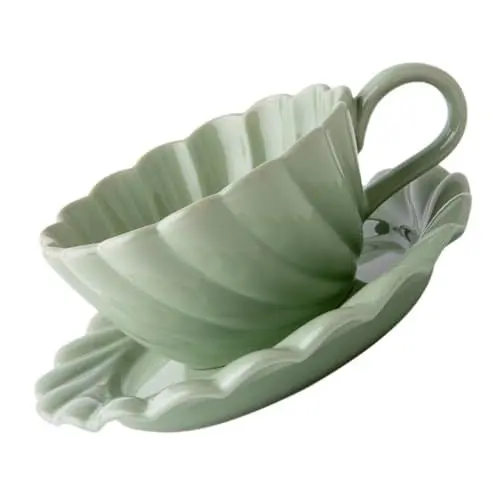 Produktbild: MAGICLULU Keramiktassen-set Mit Blumenmuster Kaffeetasse Mit Untertasse Für Frühstück Und Nachmittagstee