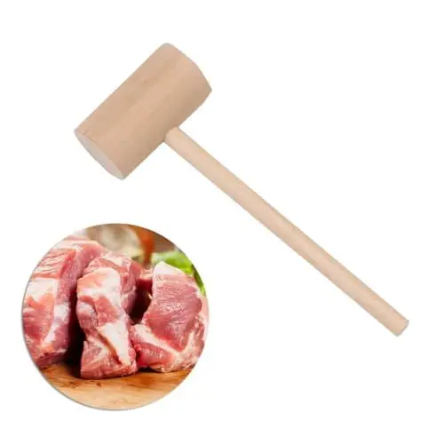 Produktbild: MAGICLULU Fleischklopfer Aus Holz Hammer Aus Edelstahl 4-teiliges Set Für Steak Rind Huhn