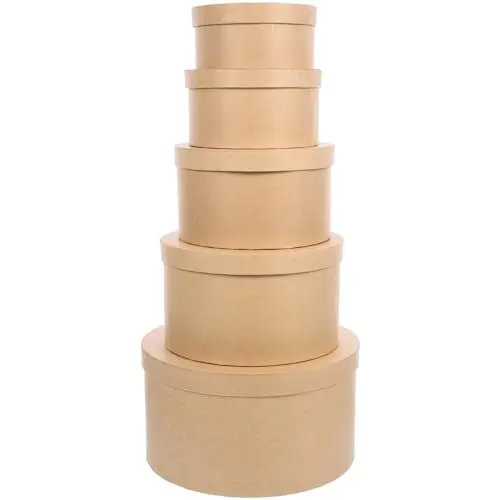 Produktbild: MAGICLULU 1 Satz Geschenk-Aufbewahrungsbox runde Nistkästen leere Geschenkbox pralinen deko Schachteln aus Kraftpapier für Süßigkeiten Runde Geschenkboxen mit Deckel Lippenstift schmücken