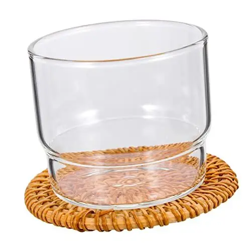 Produktbild: MAGICLULU 1satz Transparentes Glas Rattan-wasserbecher Gestapelte Milchgläser Für Kaffee Latte Und Kühle Getränke Für Zuhause Zu Anlässen