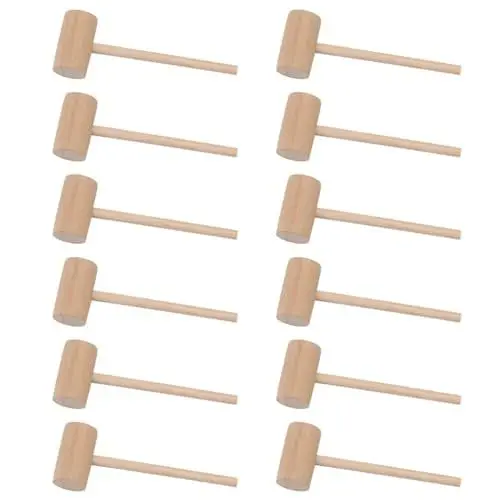 Produktbild: MAGICLULU 50-teiliges Mini-hämmer-Set Aus Holz Krabbenkuchen-hämmer Spielzeughämmer Sicher Für Jungen Und Mädchen Poliertes Holz