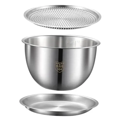 Produktbild: MAGICLULU 1 Satz Kochbecken Aus Edelstahl Blanchierkorb Obstkorb Sieb Edelstahl Salatschüsseln Passiersieb Feinmaschiges Sieb Reisabtropfgestell Siebset Aus Metall Topf Rostfreier Stahl Fett