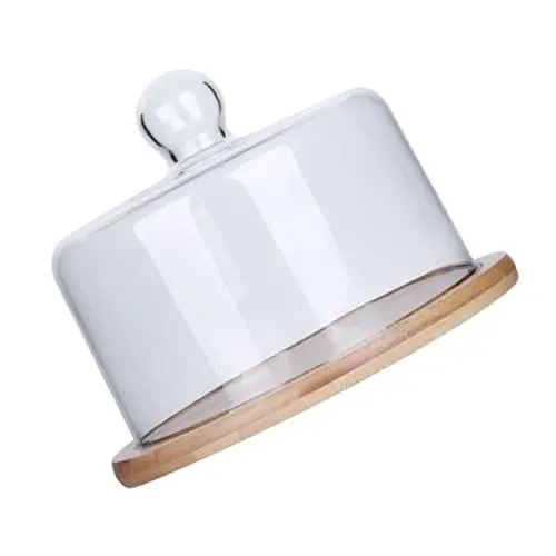 Produktbild: MAGICLULU 1 Satz Kuchenglasabdeckung küchenhelfee tablett glasdeckel anzuchtschalen staubstopp flegenschutz hölzern Lebensmittel Pappbecher Nachtisch Staubschutzhaube