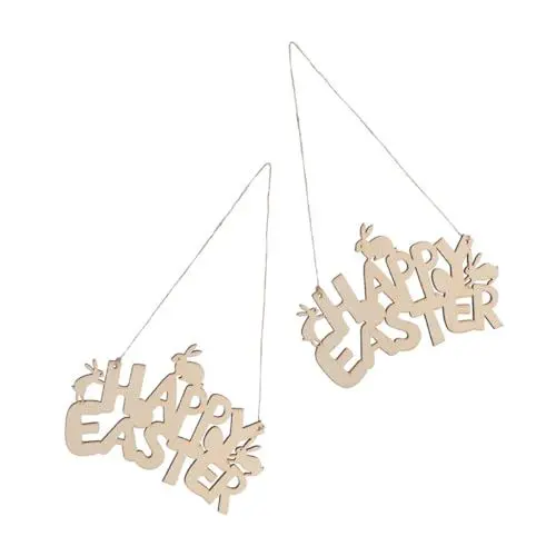Produktbild: MAGICLULU 1 Satz Osterschmuck Willkommen Heimdekoration Wand Outdoor- Holzanhänger Ostern Fensterdeko Ostern Frohe Ostern Hängende Plakette Hängende Verzierung Für Ostern Hölzern 2st