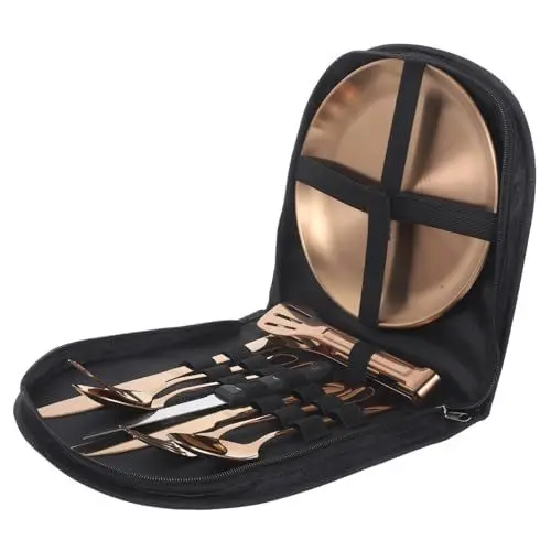 Produktbild: MAGICLULU Servierlöffel Und Suppenlöffel Als Campingbesteck Mit Metall Besteck Und Campinggabel Im Lagerung Tasche Für Picknick-servierbesteck