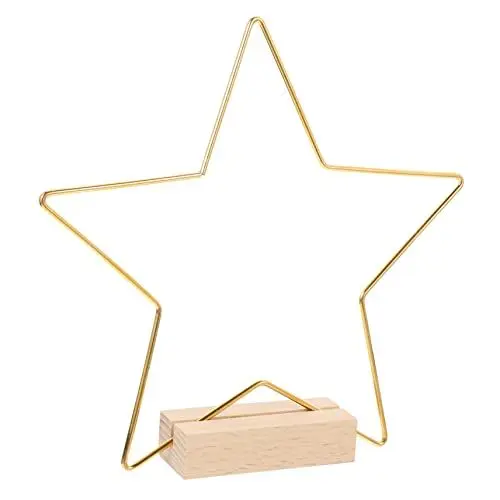 Produktbild: MAGICLULU 1 Satz dekorative Requisiten Reifenmittelstück mit Ständer DIY Material Kartenhalter Stehen seidenband bändchen Desktop-Kranzreifen Metallringe zum Basteln Holz Golden