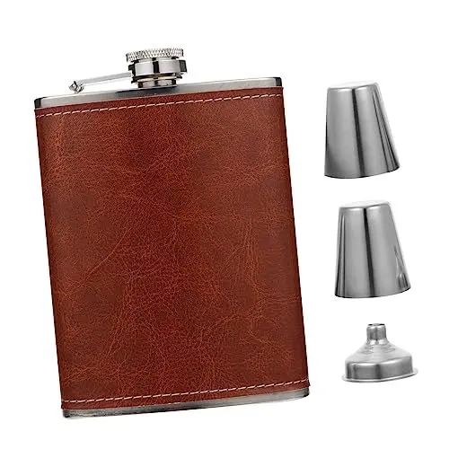 Produktbild: MAGICLULU Edelstahl-flachmann Für Den Außenbereich Mini-taschenflachmann Alkohol-flachmann-geschenkset Im Vintage-stil