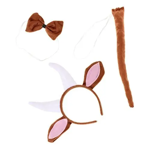 Produktbild: MAGICLULU 1satz Kostüm-set Mit Tierohren Haarreif Hörnern Fliege Und Zubehör Für Cosplay Und Partys Für Halloween Und Festlichkeiten Einheitsgröße Leicht Und Tragbar