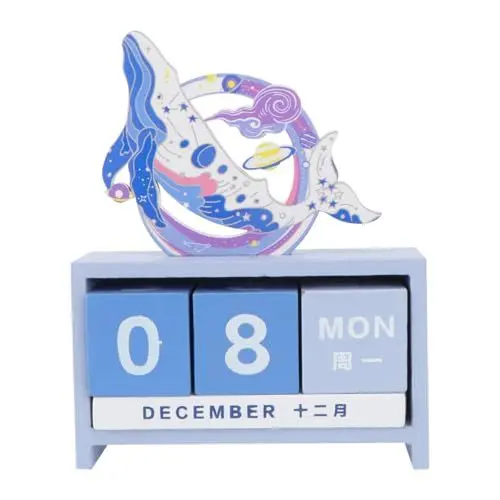 Produktbild: MAGICLULU 1stk Bürodekoration Tischkalender Holzkalender Kinder Basteln Für Kinder Kalender Schreibtisch 2021 Täglich Kalender Bürobedarf Hölzern Wochenkalender Muschelschale