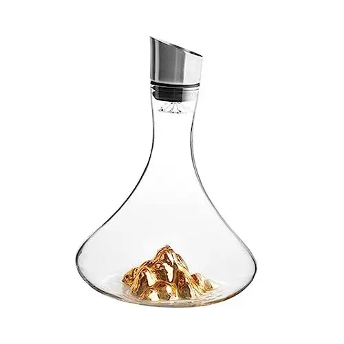 Produktbild: MAGICLULU Golden Ice Dekanter Großer Weindekanter Aus Kristallglas Geneigte Öffnung Elegantes Design Schneller Weinbelüfter