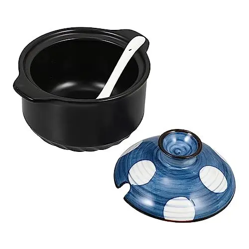 Produktbild: MAGICLULU 1stk Qingyao-gewürzglas Honigtopf Keramik Zuckerschale Mit Deckel Gewürzgläser Rund Bonbonniere Gewürztöpfe Gewürzflaschen Gewürzbox Mit Löffel Bonbondose Lebensmittel Einstellen