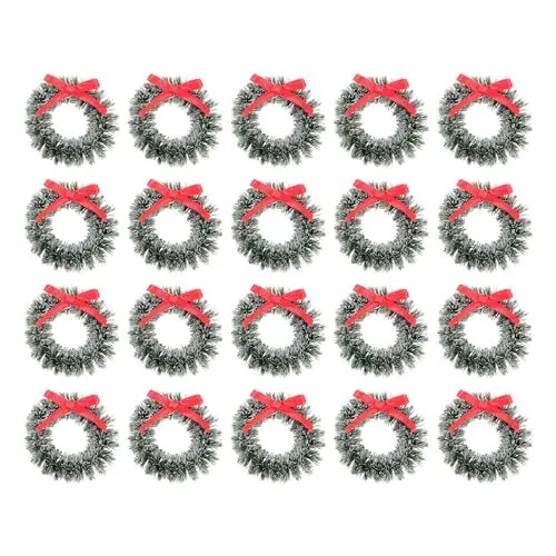 Produktbild: MAGICLULU 20 Stück Mini Weihnachtskränze Mit Schleife Künstlicher Mini Weihnachtskranz In Grün Für Weihnachtszubehör