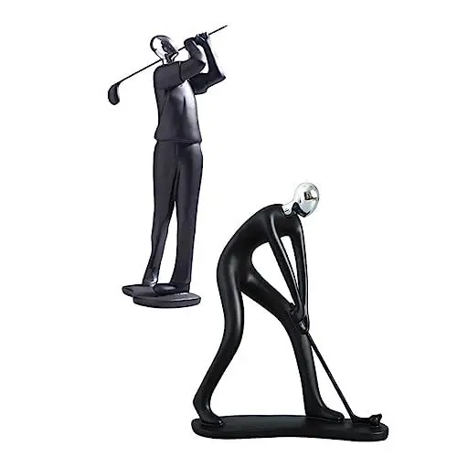 Produktbild: MAGICLULU Golfer-Statue Charakter Harzfigur 2 Stück Kreative Sportspieler-Statue Für Wohnzimmer