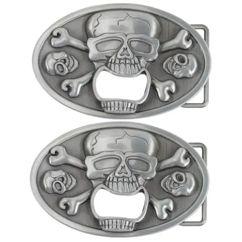 Produktbild: MAGICLULU 2St -Hosenknopf Skull Flaschenöffner für Männer Herren Gürtelschnalle halloween halloween assecoires das Halloween-Flaschenöffner Gürtelschnallen