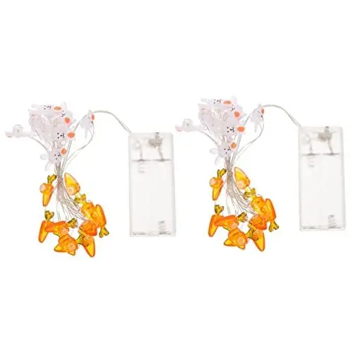 Produktbild: MAGICLULU 2 Stück Batteriebetriebene Osterhasen-karotten-lichterkette Dekorative Osterdekorationen Licht Für Partys 20 -birnen Kupferdraht Osterlichterkette