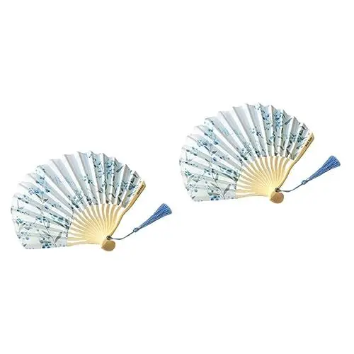Produktbild: MAGICLULU 2 Stück Faltbarer Kleiner Fächer Mit Griff Im Japanischen Stil Dekorative Handfächer Für Hochzeitsdekoration