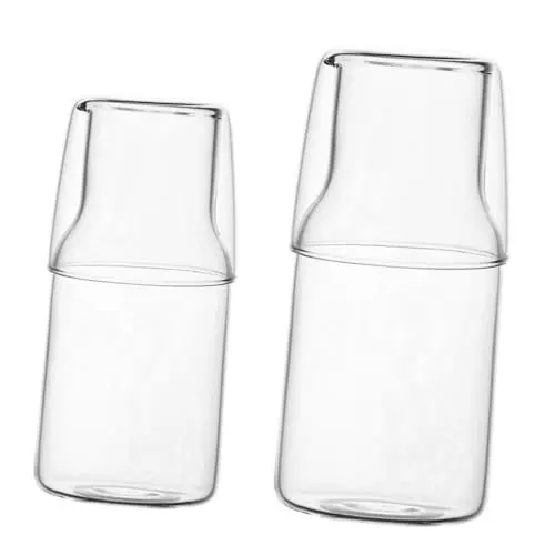 Produktbild: MAGICLULU 2er-set Glaskaraffen Tasse Nachttisch-wasserkrug für Zuhause Tragbar Leicht Zu Verstauen