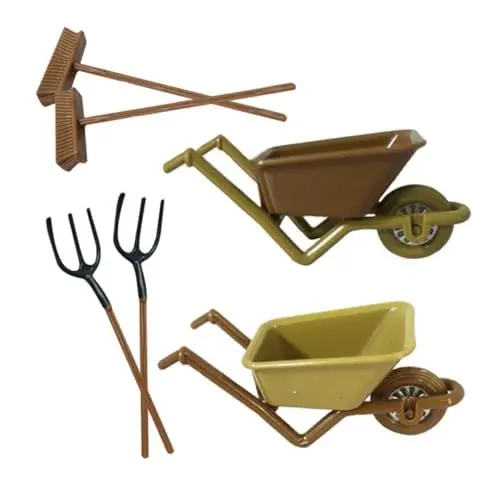 Produktbild: MAGICLULU 2 Sätze Puppenhaus Mini-kinderwagen Aus Kunststoff Schubkarre Werkzeuge Für Die Mikrolandschaftsfarm Mini-gartenkarren Winzige Miniatur-landwirtschaftswagen Schreibtisch Holzwagen