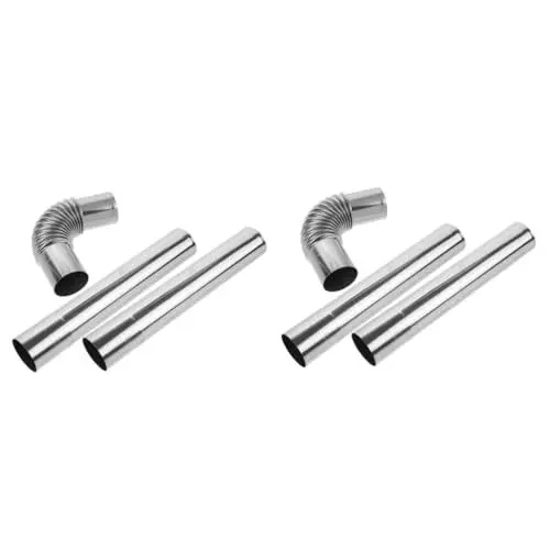 Produktbild: MAGICLULU 2 Sätze Schornstein Abgasrohr Kaminrohr Ofenkamin Schornstein Schornsteinabzug Ofenrohr Zubehör Schornstein-Auspuffrohr im Freien biegsames Rohr Rostfreier Stahl Silver