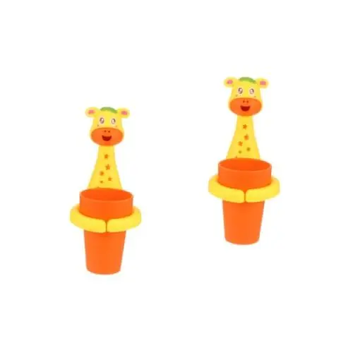 Produktbild: MAGICLULU 2 Sätze Zahnbürstenhalter für Tiere Ständer für Babyzahnbürstenbecher Badezimmer Zahnputzbecher multifunktionaler zahnbürstenhalter Easy putz PP Zahnbürstenhalter Plastik Orange