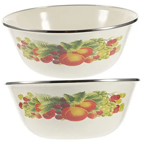 Produktbild: MAGICLULU 2 Stück Emailleschalen 18cm Retro Küchenschüsseln Langlebig Und Leicht Zu Reinigen Für Nudeln Salate Suppen Vielseitige Vorratsbehälter Für Lebensmittel
