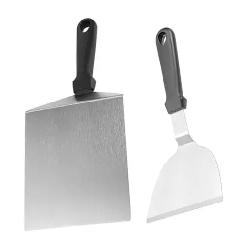 Produktbild: MAGICLULU Flipper Spatel Pfannenwender 2er Set Grillspachtel Bbq Wender Für Hamburger Pfannkuchen Und Steak Mit Pp Schwarzem Griff Griddle Spatula Kit