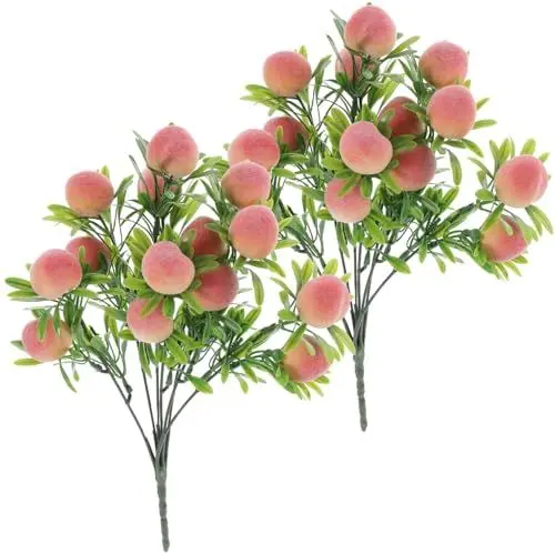 Produktbild: MAGICLULU 2 Stück Künstliche Pfirsiche Künstliche Obstzweige Girlande Künstliche Blumenbündel Pfirsichzweig Kürbis Künstlicher Pfirsichbaumstamm Pfirsichbaum Künstlich Fake De