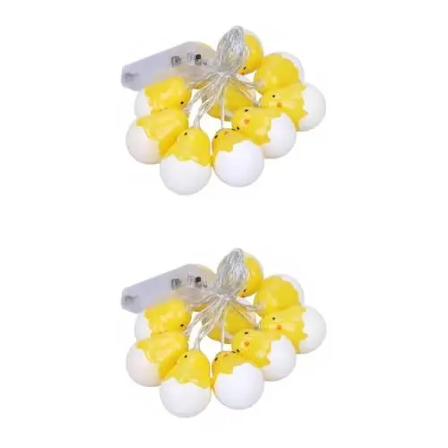 Produktbild: MAGICLULU 2 Stück Schnur Kleines gelbes Hühnchen-LED-Licht Dekor für zu Hause frühlingsdeko für zu hause osterhasen easter bunny Ostern-LED-Licht LED-Streifen drinnen Eierschale schmücken