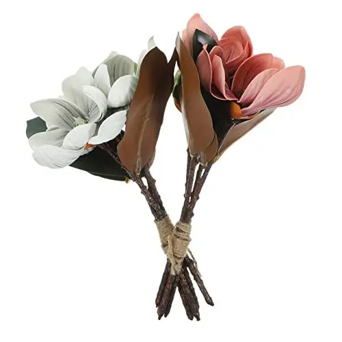 Produktbild: MAGICLULU 2 Stück künstliche Blume Magnolie falsches Dekoration Stiele gefälschte Anordnung für künstliche blüten Artificial Flower wohnraumdeko zarte Blume Blumenpflücker Eva-Material