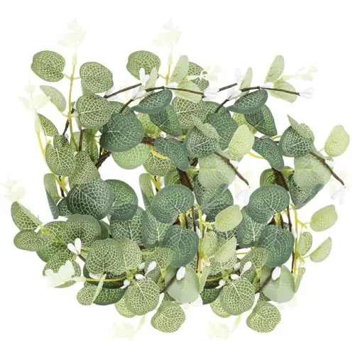 Produktbild: MAGICLULU 2stücke Dekorativer Kerzenring Künstlicher Eukalyptus Kranz Für Ostern Festliche Wreaths Für Zuhause Indoor Und Outdoor Deko Hochzeits Partydekoration