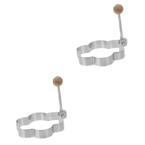 Produktbild: MAGICLULU 2st Ei-omelett Eierringe Für Die Bratpfanne Omelettring Aus Edelstahl Eierkochformen Blumeneierformen Praktischer Eierring Eierbratringe Omelettringe Mit Langem Griff Hölzern