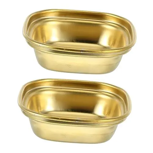 Produktbild: MAGICLULU 2pcs Sauce Dip Platten Küche Gewürz Gerichte Gold Überzogene Edelstahl Leicht Zu Reinigen
