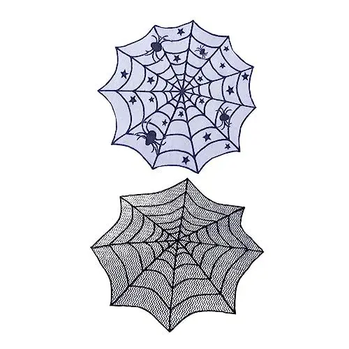 Produktbild: MAGICLULU 2stücke Teiliges Halloween Tischdecken Spinnenmuster Runde Tischdecke Kleine Tischdecke Für Gruselige Party-Dekorationen Tischmatten Für Halloween-feiern