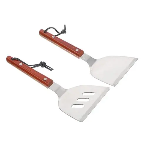 Produktbild: MAGICLULU 2st Japanische Spachtel Teigschaber Hamburgerwender Grillspatel Metallspatel Kuchen Spatel Edelstahl Wok Chuan Keksspatel Grillschaber Pfannenwender Wender Aus Holz Pizza