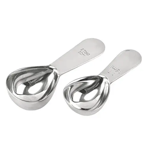 Produktbild: MAGICLULU 2st Kaffeelöffel Kaffee Messen Löffel Für Flüssige Zutaten Küche Salzlöffel Mini Instant-kaffee Entkoffeiniert Backen Messen Espresso Kaffee Tee Mehlbecher Edelstahl 304 Mit