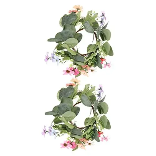 Produktbild: MAGICLULU 2st Künstliche Kerzengirlande Künstlicher Blumenkranz Frühling Kerzenkranz Blumenringe Für Kerzen Stumpenkerzen Ostern Gänseblümchenkranz Dekokranz Anlage Sport Blumendekoration
