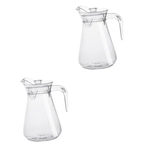 Produktbild: MAGICLULU 2st Limonadenglas Limonaden Krug Serviergeschirr Aus Glas Für Getränke Eistee-krug Mit Deckel Kühlschrankkrug Saftglasbehälter Heißer Kalter Krug Dienen Mit