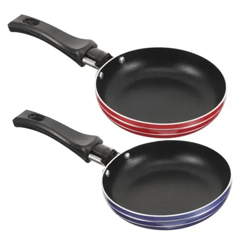 Produktbild: MAGICLULU Bratpfannen-set 2 Pfannen Mit Antihaftbeschichtung Zum Frühstück Bratpfannengriff Aus Aluminium Einfach Zu Verwenden Für Omeletts Und Pfannkuchen Zufällige Farbe