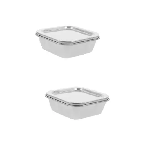 Produktbild: MAGICLULU 2st Probenbox Aus Edelstahl Lebensmittel Lebensmittelbehälter Aufbewahrungsschalen Mit Deckel Große Für Lebensmittel Rostfreier Stahl Silver