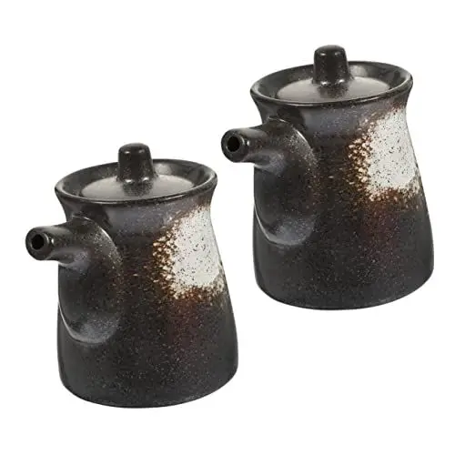 Produktbild: MAGICLULU 2st Sojasaucentopf Essigtopf Gewürzglas Aus Keramik Flaschenspender Für Sojasauce Olivenölspender Aus Keramik Sojasaucenspender Japanische Sojasauce-flasche Mit Deckel Küchenwaren