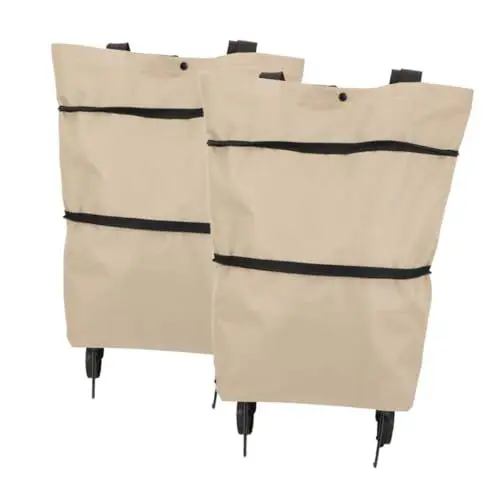 Produktbild: MAGICLULU 2 Stücke Trolley Taschen Tragbare Faltbare Trolley Große Kapazität Einkaufstasche Tasche Räder