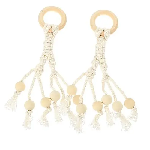 Produktbild: MAGICLULU 2stücke Makramee Bananenhalter Aus Baumwollseil Mit Holzperlen Hängendes Obst Gemüseaufbewahrungssystem Für Küche Für Gleichmäßige Reifung Von Bananen Und Gemüse