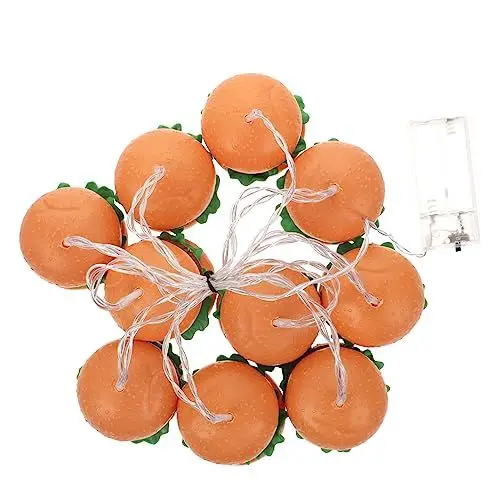 Produktbild: MAGICLULU 3 Sätze Burger-Lichterketten Halloween-Gartenlichter Weg Licht Beleuchtung weihnachtsdeko Pommes schmücken Lebensmittel Laternenpfahl Plastik