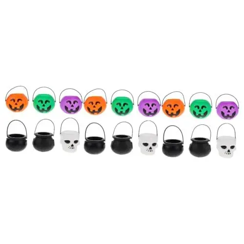 Produktbild: MAGICLULU 3 Sätze Halloween-süßigkeitsglas Gruselige Korbfüller Für Erwachsene Led-licht-halloween-süßigkeitstüten Kürbis Eimer Halloween Süßigkeiten Eimer Süßigkeitenbehälter 6 Stück * 3