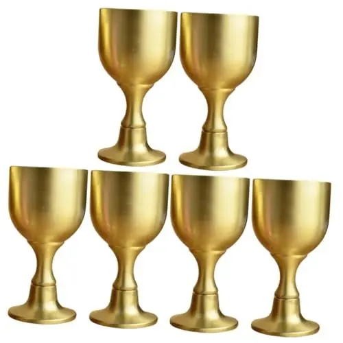Produktbild: MAGICLULU 3 Sätze Hohes Weinglas Aus Messing Becher Rotweingläser Weindekor Party Kalte Tasse Herzliche Brille Portweingläser Weingläser Ohne Stiel Schnapsgläser Golden Kupfer 2 Stück * 3