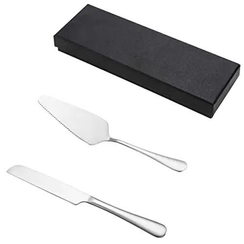 Produktbild: MAGICLULU 3 Sätze Kuchenmesser-Set Hochzeitstortenmesser Kuchenschneider Dessertschneider Schaufel Backen Kuchen Spachtel Kuchentrennwerkzeug Lasagne Bankett Edelstahl Pizza Messer Und