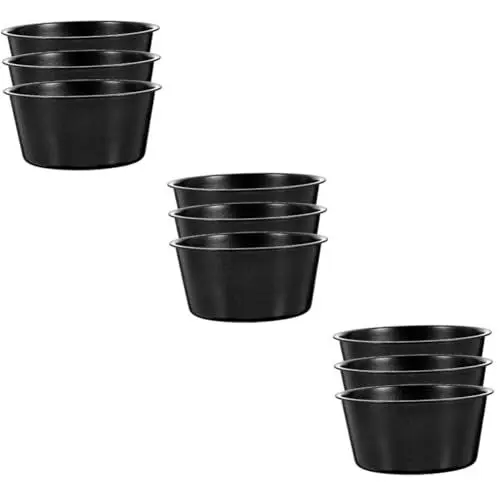 Produktbild: MAGICLULU 3 Sätze Puddingform Kuchenform Cupcake-backbecher Multifunktions-muffinformen Puddingkappe Aus Metall Puddingbecher Für Den Haushalt Backzubehör Kohlenstoffstahl Black 3 Stück * 3