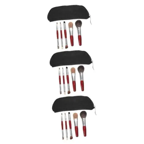 Produktbild: MAGICLULU 3 Sätze Schminkpinsel mit Tasche pinselset make up makeup pinsel set Schminkpinsel-Set mit Tasche Mini Puderpinsel Make-up Pinsel Mädchen Lidschatten Pinsel wolle