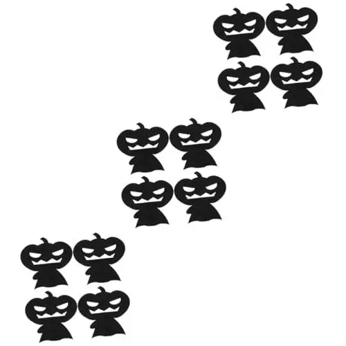 Produktbild: MAGICLULU 3 Sätze Untersetzer Halloween-getränkehalter Küchen-Halloween-Cup-matten Halloween Tischsets Süßes Oder Saures Tischset Roman Achterbahn Halloween-matten Tuch Black 4 Stück * 3