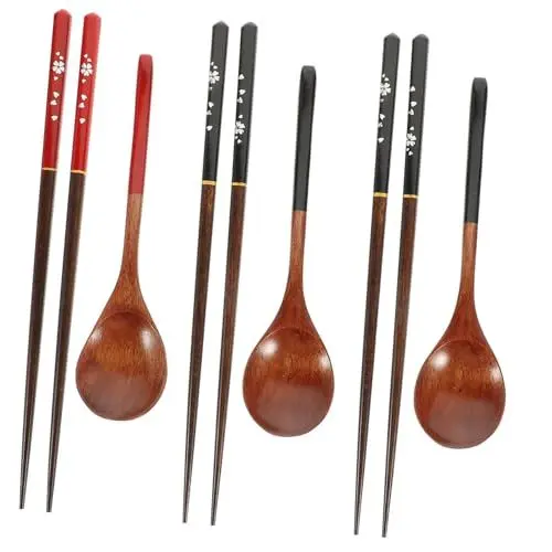 Produktbild: MAGICLULU Retro-set Japanisches Geschirr Holzlöffel Essstäbchen Set für Unterwegs Zuhause Büro für Freunde und Familie